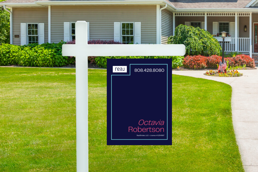 Real | 18x24 For Sale Yard Sign with Aqua Border