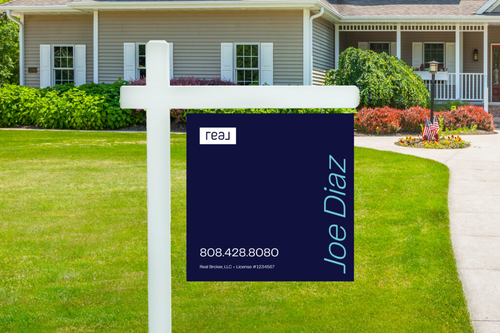 Real | 24x24 For Sale Yard Sign with Blue Font