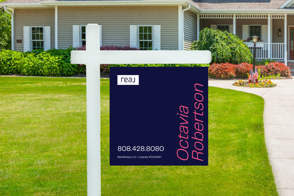 Real | 24x24 For Sale Yard Sign with Pink Font