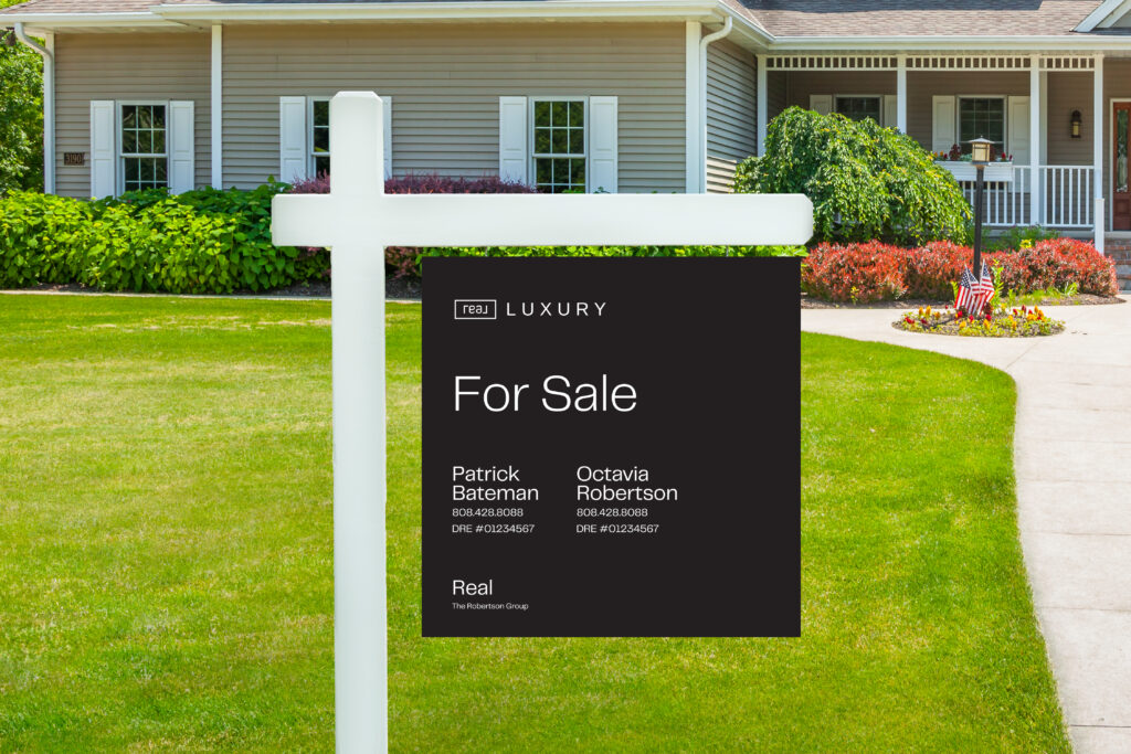 Real Luxury | 24x24 For Sale Yard Sign (Dual Name)