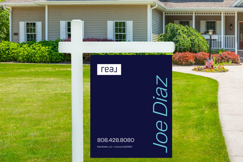 Real | 24x30 For Sale Yard Sign with Blue Font