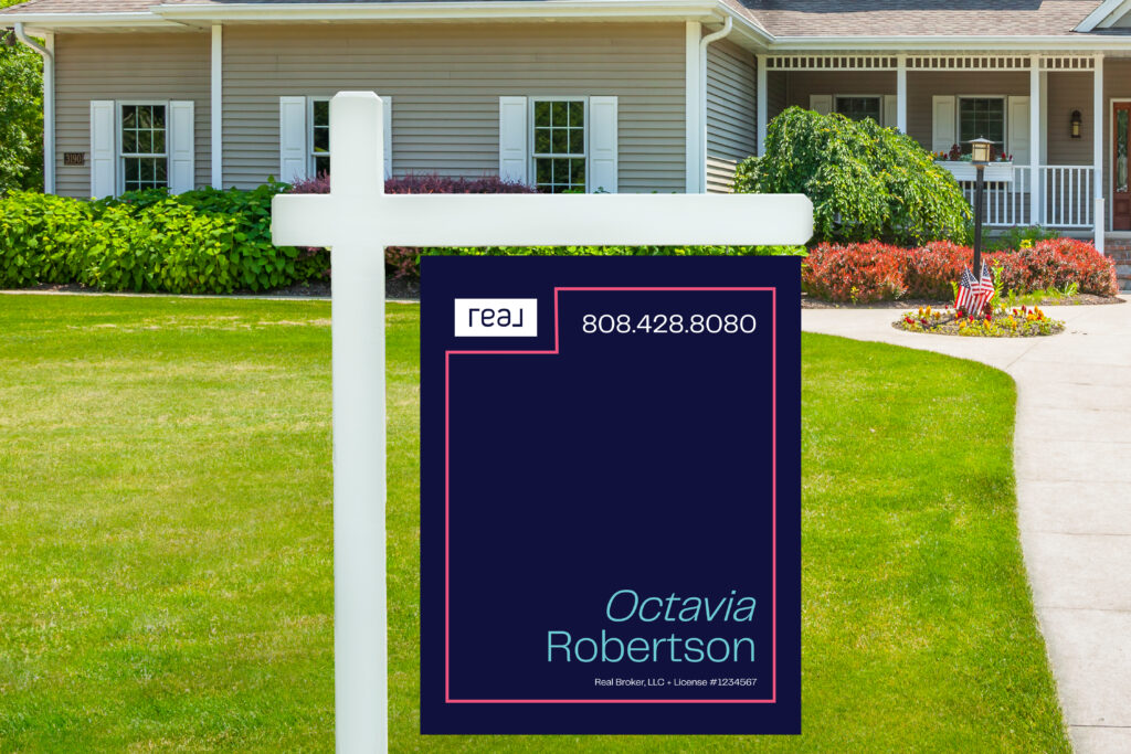 Real | 24x30 For Sale Yard Sign with Coral Border