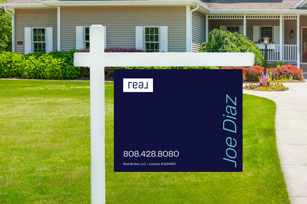 Real | 30x24 For Sale Yard Sign with Blue Font