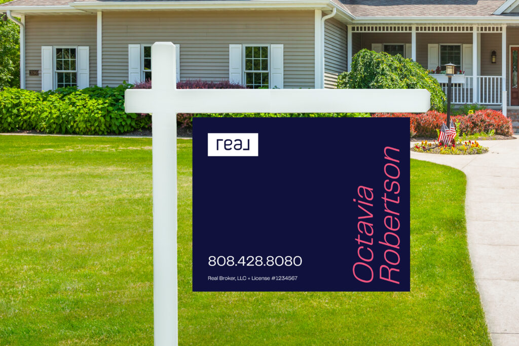 Real | 30x24 For Sale Yard Sign with Pink Font