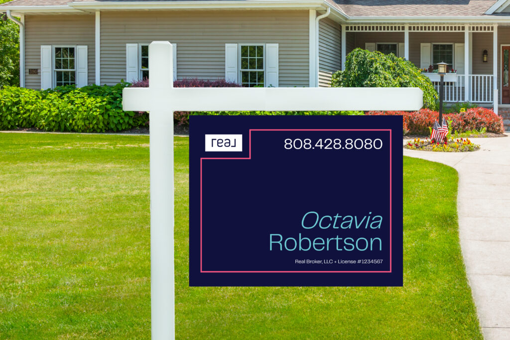 Real | 30x24 For Sale Yard Sign with Coral Border