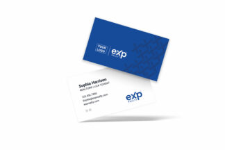 eXp Realty | Horizontal Simple White/ Blue X Pattern Back Business Card