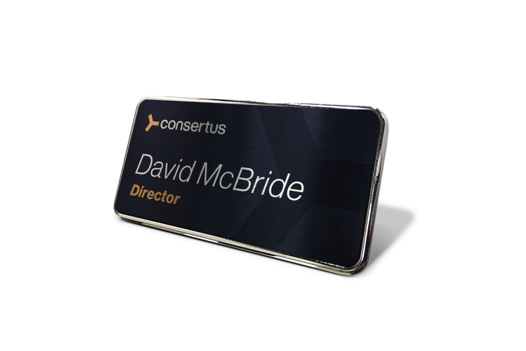 Consertus | 1.5x3 Framed Black Name Tag